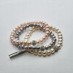 PearLustre Kohls Cultured Freshwater Pearl Stretch Bracelet Set Crystal Bead